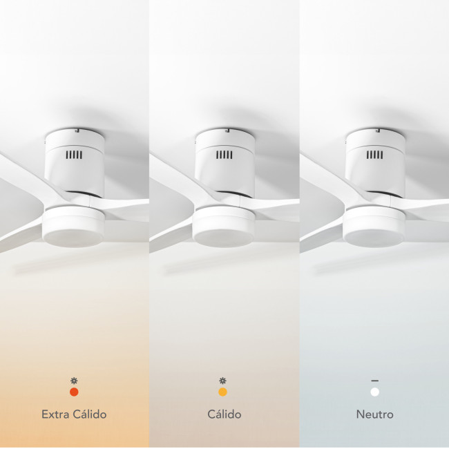 Ventilador de Techo Kent Blanco/Blanco con Luz LED 20W Mando a Distancia 3 Aspas Ø132 cm Motor DC 40W, temperatura Ventilador de Techo Kent Blanco/Blanco con Luz LED 20W Mando a Distancia 3 Aspas Ø132 cm Motor DC 40W, temperatura