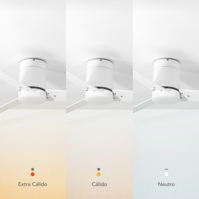 Ventilador de Techo Boume Blanco/Blanco con Luz LED 20W Mando a Distancia 3 Aspas Ø132 cm Motor DC 30W, temperatura Ventilador de Techo Boume Blanco/Blanco con Luz LED 20W Mando a Distancia 3 Aspas Ø132 cm Motor DC 30W, temperatura