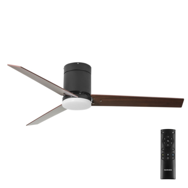 Ventilador de Techo Boume Negro/Madera Oscura con Luz LED 20W Mando a Distancia 3 Aspas Ø132 cm Motor DC 30W Ventilador de Techo Boume Negro/Madera Oscura con Luz LED 20W Mando a Distancia 3 Aspas Ø132 cm Motor DC 30W