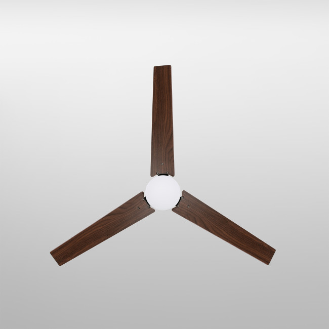 Ventilador de Techo Boume Negro/Madera Oscura con Luz LED 20W Mando a Distancia 3 Aspas Ø132 cm Motor DC 30W, superior Ventilador de Techo Boume Negro/Madera Oscura con Luz LED 20W Mando a Distancia 3 Aspas Ø132 cm Motor DC 30W, superior