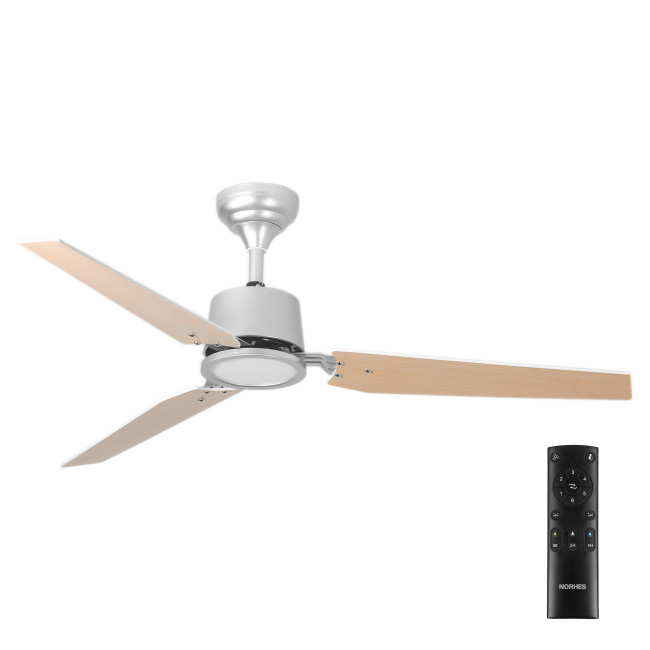 Ventilador de Techo Faura Plata/Madera Oscura con Luz LED 18W Mando a Distancia 3 Aspas Ø132 cm Motor DC 33W Ventilador de Techo Faura Plata/Madera Oscura con Luz LED 18W Mando a Distancia 3 Aspas Ø132 cm Motor DC 33W