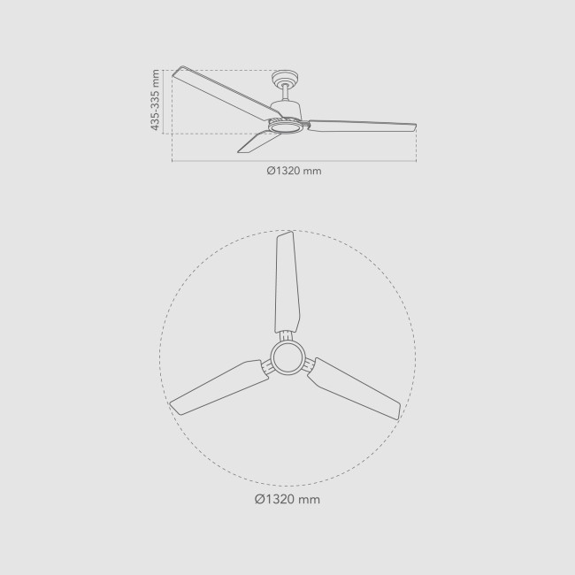 Ventilador de Techo Faura Plata/Madera Clara con Luz LED 18W Mando a Distancia 3 Aspas Ø132 cm Motor DC 33W, medidas Ventilador de Techo Faura Plata/Madera Clara con Luz LED 18W Mando a Distancia 3 Aspas Ø132 cm Motor DC 33W, medidas