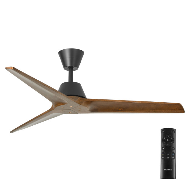 Ventilador de Techo Lobb Negro/Madera Oscura sin Luz Mando a Distancia 3 Aspas Ø132 cm Motor DC 35W Ventilador de Techo Lobb Negro/Madera Oscura sin Luz Mando a Distancia 3 Aspas Ø132 cm Motor DC 35W