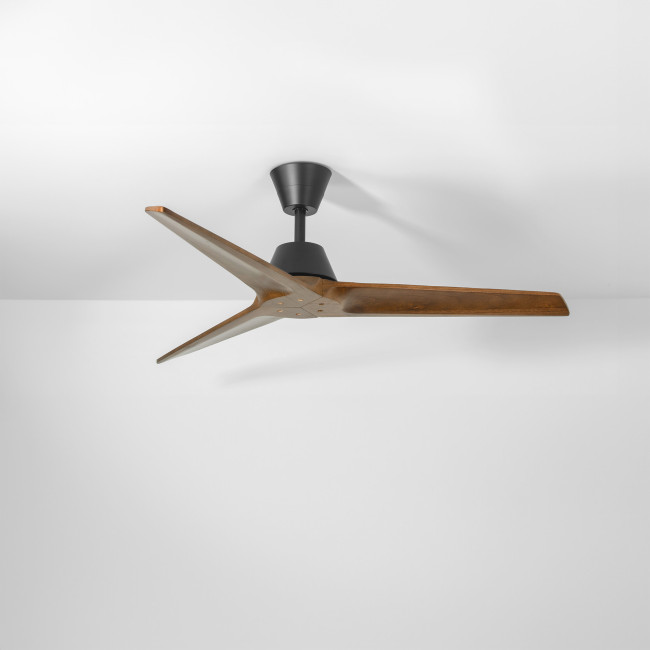 Ventilador de Techo Lobb Negro/Madera Oscura sin Luz Mando a Distancia 3 Aspas Ø132 cm Motor DC 35W, real Ventilador de Techo Lobb Negro/Madera Oscura sin Luz Mando a Distancia 3 Aspas Ø132 cm Motor DC 35W, real
