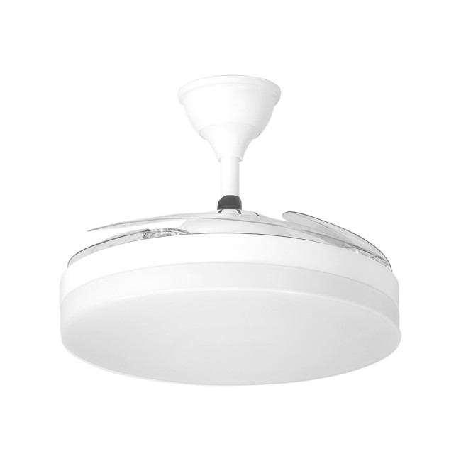 Ventilador de Techo Retráctil Shibory Blanco con Luz LED 36W Mando a Distancia 4 Aspas Ø106 cm Motor DC 30W Ventilador de Techo Retráctil Shibory Blanco con Luz LED 36W Mando a Distancia 4 Aspas Ø106 cm Motor DC 30W
