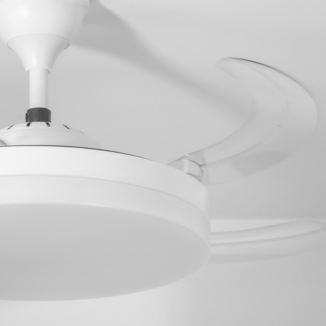 Ventilador de Techo Retráctil Shibory Blanco con Luz LED 36W Mando a Distancia 4 Aspas Ø106 cm Motor DC 30W, detalle Ventilador de Techo Retráctil Shibory Blanco con Luz LED 36W Mando a Distancia 4 Aspas Ø106 cm Motor DC 30W, detalle