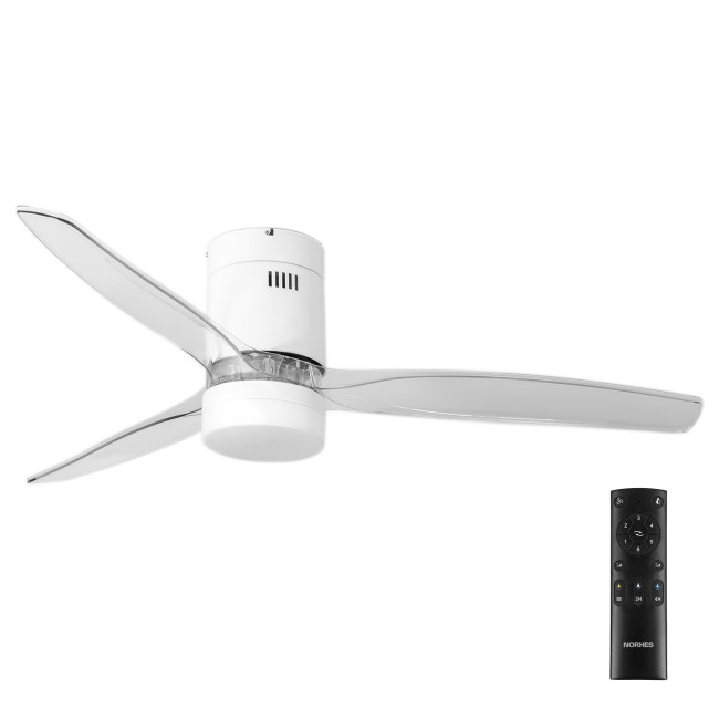 Ventilador de Techo Kent Blanco/Transparente con Luz LED 20W Mando a Distancia 3 Aspas Ø132 cm Motor DC 40W Ventilador de Techo Kent Blanco/Transparente con Luz LED 20W Mando a Distancia 3 Aspas Ø132 cm Motor DC 40W