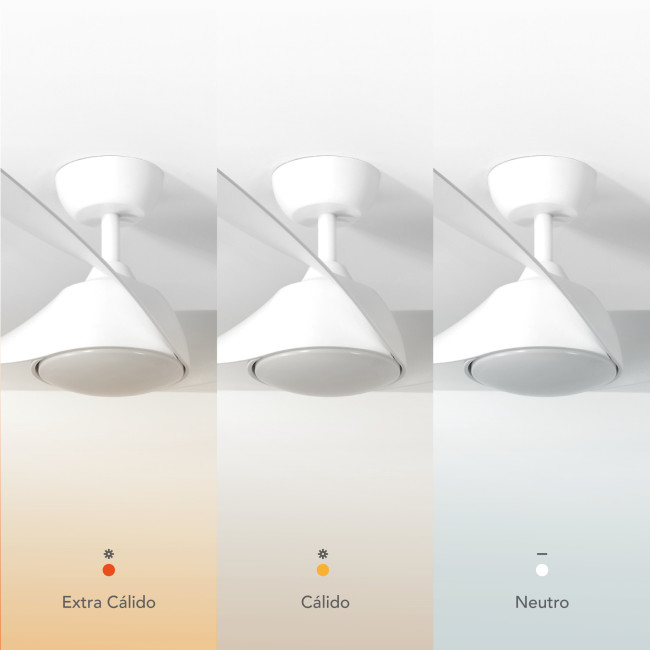 Ventilador de Techo Zelha Blanco/ABS Blanco con Luz LED 24W Mando a Distancia 3 Aspas Ø132 cm Motor DC 45W, temperaturas Ventilador de Techo Zelha Blanco/ABS Blanco con Luz LED 24W Mando a Distancia 3 Aspas Ø132 cm Motor DC 45W, temperaturas