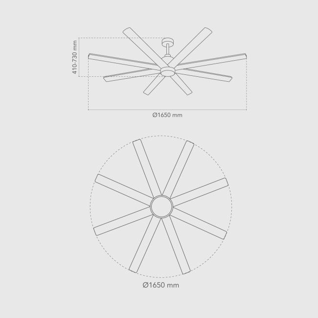 Ventilador de Techo Versa Blanco/ABS Blanco con Luz LED 24W Mando a Distancia 8 Aspas Ø165 cm Motor DC 53W, medidas Ventilador de Techo Versa Blanco/ABS Blanco con Luz LED 24W Mando a Distancia 8 Aspas Ø165 cm Motor DC 53W, medidas