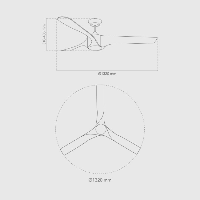 Ventilador de Techo Nevaly Blanco/ABS Blanco con Luz LED 24W Mando a Distancia 3 Aspas Ø132 cm Motor DC 45W, medidas Ventilador de Techo Nevaly Blanco/ABS Blanco con Luz LED 24W Mando a Distancia 3 Aspas Ø132 cm Motor DC 45W, medidas