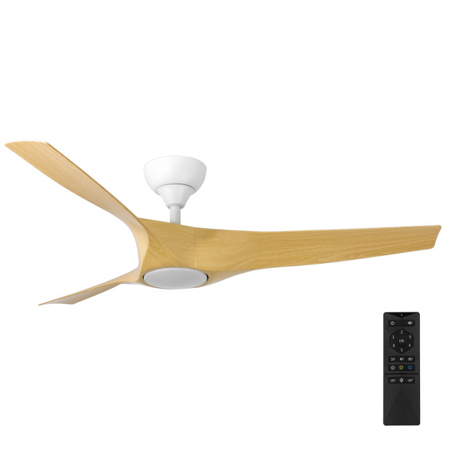 Ventilador de Techo Nevaly Blanco/Madera Clara con Luz LED 24W Mando a Distancia 3 Aspas Ø132 cm Motor DC 45W Ventilador de Techo Nevaly Blanco/Madera Clara con Luz LED 24W Mando a Distancia 3 Aspas Ø132 cm Motor DC 45W