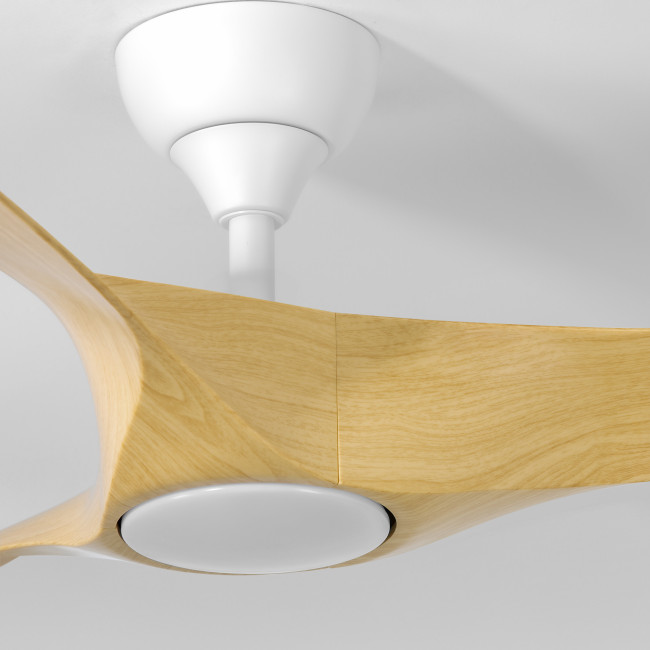 Ventilador de Techo Nevaly Blanco/Madera Clara con Luz LED 24W Mando a Distancia 3 Aspas Ø132 cm Motor DC 45W, detalle Ventilador de Techo Nevaly Blanco/Madera Clara con Luz LED 24W Mando a Distancia 3 Aspas Ø132 cm Motor DC 45W, detalle
