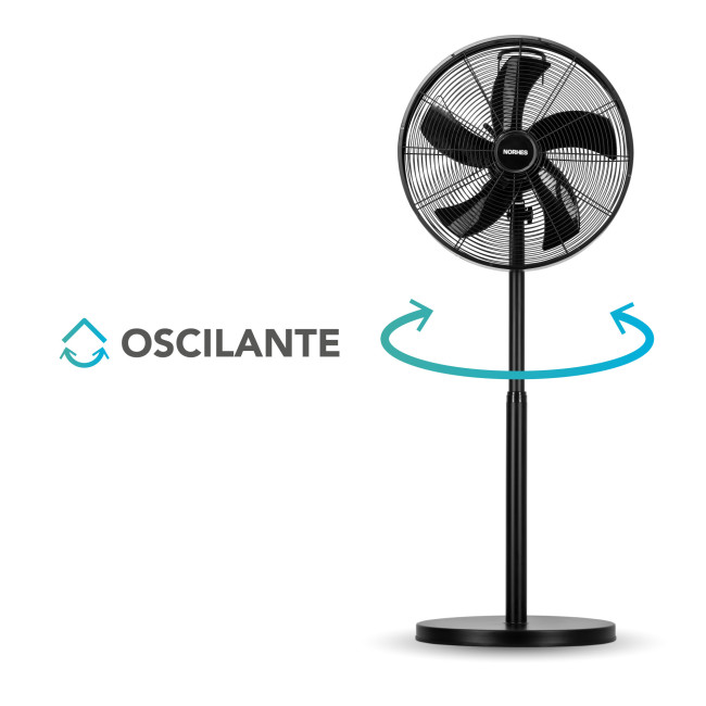 Ventilador de Pie Tenex Negro Cuerpo Acero 5 Aspas de Acero Ø46cm 3 Velocidades Oscilación 85º Motor 50W, oscilante Ventilador de Pie Tenex Negro Cuerpo Acero 5 Aspas de Acero Ø46cm 3 Velocidades Oscilación 85º Motor 50W, oscilante