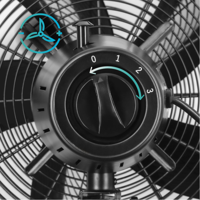 Ventilador de Pie Tenex Negro Cuerpo Acero 5 Aspas de Acero Ø46cm 3 Velocidades Oscilación 85º Motor 50W, panel control Ventilador de Pie Tenex Negro Cuerpo Acero 5 Aspas de Acero Ø46cm 3 Velocidades Oscilación 85º Motor 50W, panel control