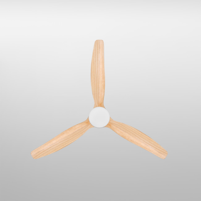 Ventilador de Techo Kent Blanco/Madera Clara con Luz LED 20W Mando a Distancia 3 Aspas Ø132 cm Motor DC 40W, superior Ventilador de Techo Kent Blanco/Madera Clara con Luz LED 20W Mando a Distancia 3 Aspas Ø132 cm Motor DC 40W, superior