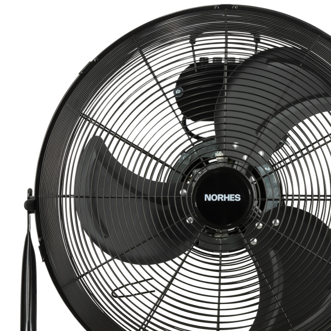 Ventilador de Suelo Industrial Soleq Negro. 3 Aspas Metálicas Ø51cm 3 Velocidades Basculación 90º Motor 90W, detalles Ventilador de Suelo Industrial Soleq Negro. 3 Aspas Metálicas Ø51cm 3 Velocidades Basculación 90º Motor 90W, detalles