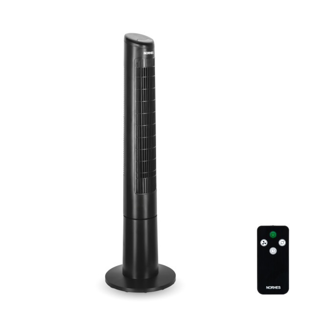 Ventilador de Torre Digital Qios Negro Sin Aspas Mando Distancia Temporizador 1-12h Oscilación 90º Motor 45W, principal Ventilador de Torre Digital Qios Negro Sin Aspas Mando Distancia Temporizador 1-12h Oscilación 90º Motor 45W, principal