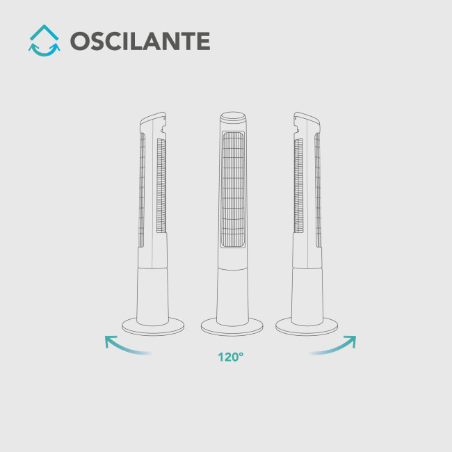 Ventilador de Torre Digital Qios Negro Sin Aspas Mando Distancia Temporizador 1-12h Oscilación 90º Motor 45W, oscilación Ventilador de Torre Digital Qios Negro Sin Aspas Mando Distancia Temporizador 1-12h Oscilación 90º Motor 45W, oscilación