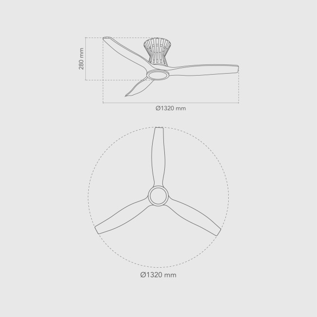 Ventilador de Techo Ladja Plata/Madera Clara con Luz LED 18W Mando Distancia 3 Aspas Ø132 cm Motor DC 30W, medidas Ventilador de Techo Ladja Plata/Madera Clara con Luz LED 18W Mando Distancia 3 Aspas Ø132 cm Motor DC 30W, medidas