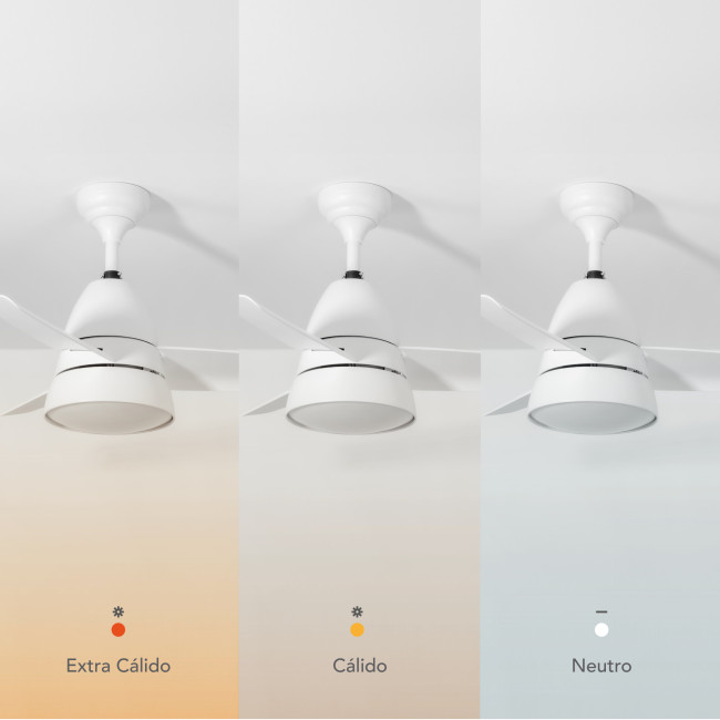 Ventilador de Techo Comba Blanco con Luz LED 20W Mando a Distancia 3 Aspas Ø96,5 cm Motor DC 26W, temperaturas Ventilador de Techo Comba Blanco con Luz LED 20W Mando a Distancia 3 Aspas Ø96,5 cm Motor DC 26W, temperaturas