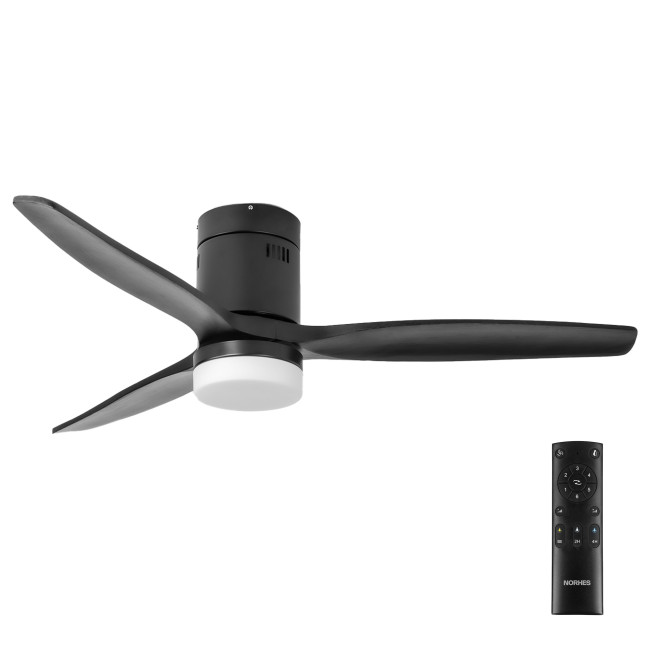 Ventilador de Techo Kent Negro/Negro con Luz LED 20W Mando a Distancia 3 Aspas Ø132 cm Motor DC 40W Ventilador de Techo Kent Negro/Negro con Luz LED 20W Mando a Distancia 3 Aspas Ø132 cm Motor DC 40W