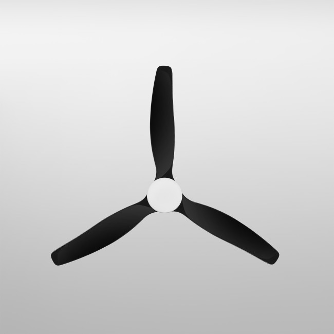 Ventilador de Techo Kent Negro/Negro con Luz LED 20W Mando a Distancia 3 Aspas Ø132 cm Motor DC 40W, superior Ventilador de Techo Kent Negro/Negro con Luz LED 20W Mando a Distancia 3 Aspas Ø132 cm Motor DC 40W, superior