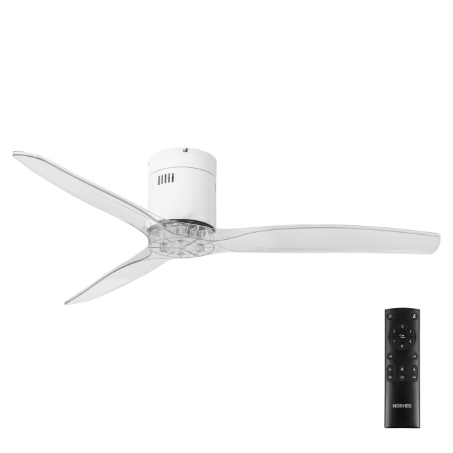 Ventilador de Techo Kent Blanco/Transparente sin Luz Mando a Distancia 3 Aspas Ø132 cm Motor DC 40W Ventilador de Techo Kent Blanco/Transparente sin Luz Mando a Distancia 3 Aspas Ø132 cm Motor DC 40W