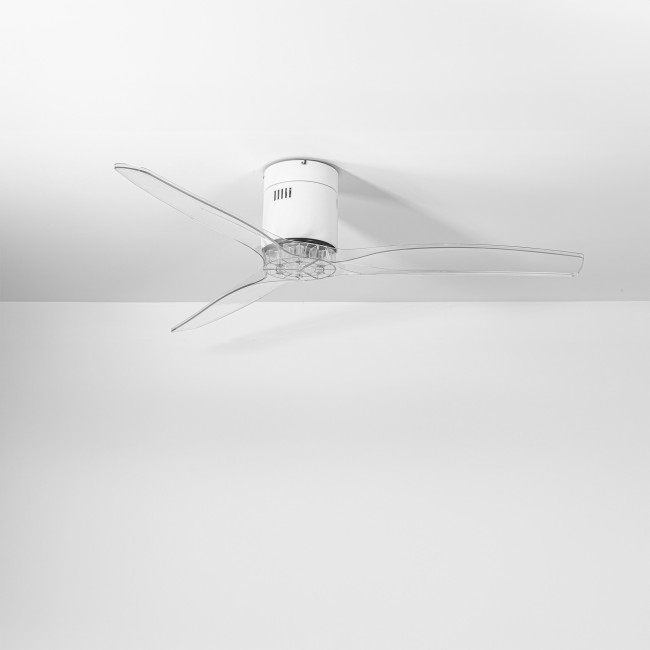 Ventilador de Techo Kent Blanco/Transparente sin Luz Mando a Distancia 3 Aspas Ø132 cm Motor DC 40W, real Ventilador de Techo Kent Blanco/Transparente sin Luz Mando a Distancia 3 Aspas Ø132 cm Motor DC 40W, real